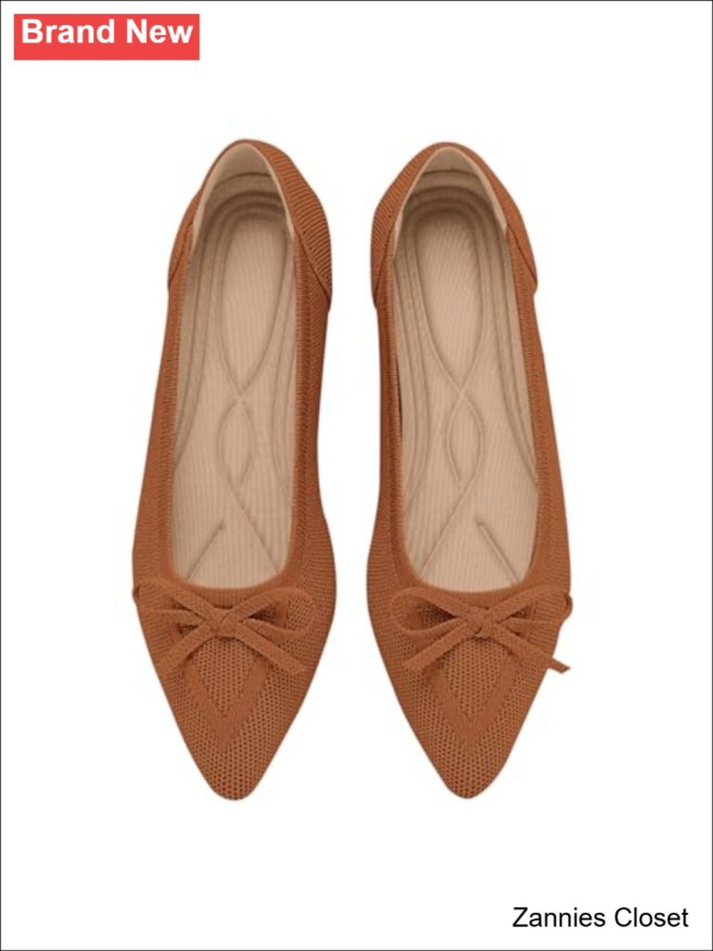 ✨ TINGRISE Pointed Toe Bow Knit Ballet Flats Comfortable Slip On Dressy Mesh